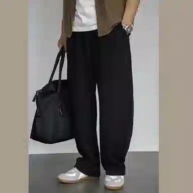 唔刃 工装美式重磅针织宽松拼接弯刀卫裤修饰腿型运动长裤  商务潮流潮牌百搭 男士休闲裤 男款