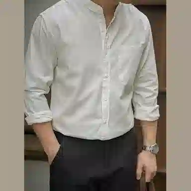 唔刃 美式休闲纯棉复古长袖衬衫 男款