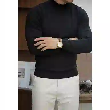 唔刃 工装美式复古软糯垂感半高领打底衫基础保暖男针织衫 男款
