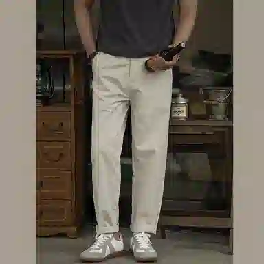 唔刃 美式复古弹力棉奇诺裤锥形休闲咔叽修身直筒长裤工装裤 男款
