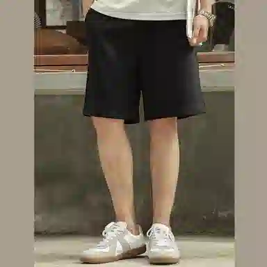 唔刃 工装美式重磅双纱棉松弛感卫裤五分运动松紧腰宽松男休闲短裤 男款