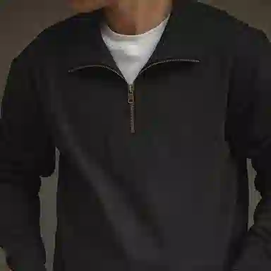 唔刃 美式复古重磅半拉链套头卫衣 男款