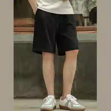 唔刃 工装美式重磅双纱棉松弛感卫裤五分运动松紧腰宽松男休闲短裤 男款