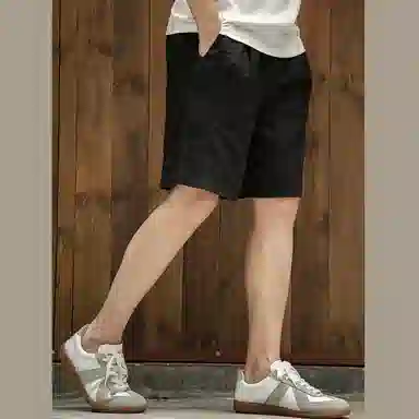 唔刃 美式工装天然亚麻呼吸裤未染原麻五分吸汗透气薄款男士夏休闲短裤 男款