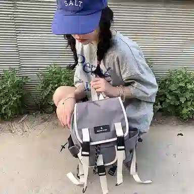 度森袋鼠 时尚运动休闲轻便 尼龙 双肩包 常规 女款 灰色/紫色/绿色