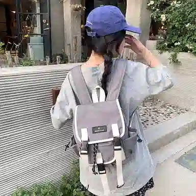 度森袋鼠 时尚运动休闲轻便 尼龙 双肩包 常规 女款 灰色/紫色/绿色