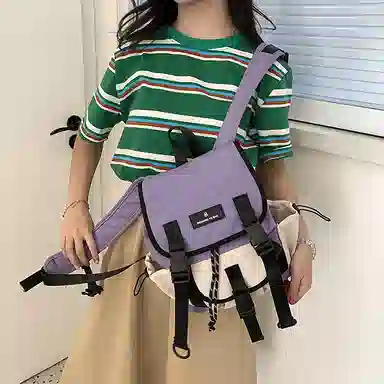 度森袋鼠 时尚运动休闲轻便 尼龙 双肩包 常规 女款 灰色/紫色/绿色