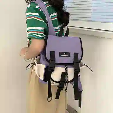 度森袋鼠 时尚运动休闲轻便 尼龙 双肩包 常规 女款 灰色/紫色/绿色