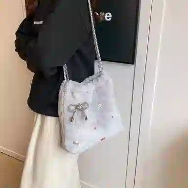 度森袋鼠 高级感时尚百搭休闲简约 毛绒 单肩包 女款 米白色/灰色/黑色/卡其色