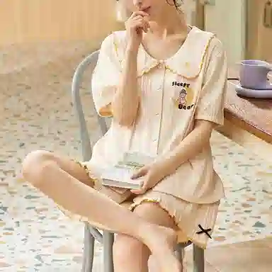 橡柠派 休闲纯色简约短袖短裤睡衣套装 女款 活力橙