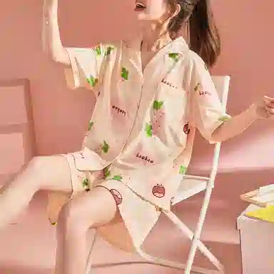 橡柠派 甜美可爱时尚三件套简约舒适睡衣套装 女款 米白色