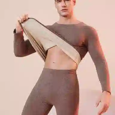 雅鹿 防寒时尚隐形纯色保暖套装 男款