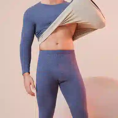 雅鹿 防寒时尚隐形纯色保暖套装 男款