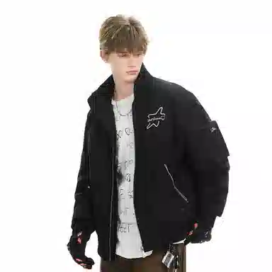 The Simpsons Streetwear Graffiti Embroidered Down Jacket