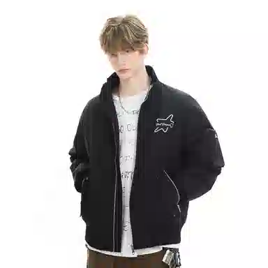 The Simpsons Streetwear Graffiti Embroidered Down Jacket