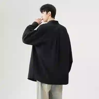 日系文艺简约多巴胺口袋款外套休闲简约宽松通勤打底长袖衬衫 男女同款