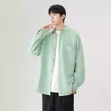 日系文艺简约多巴胺口袋款外套休闲简约宽松通勤打底长袖衬衫 男女同款