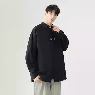 日系文艺简约多巴胺口袋款外套休闲简约宽松通勤打底长袖衬衫 男女同款