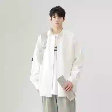 日系文艺简约多巴胺口袋款外套休闲简约宽松通勤打底长袖衬衫 男女同款