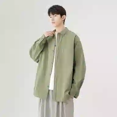日系文艺简约多巴胺口袋款外套休闲简约宽松通勤打底长袖衬衫 男女同款