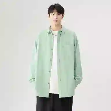 日系文艺简约多巴胺口袋款外套休闲简约宽松通勤打底长袖衬衫 男女同款