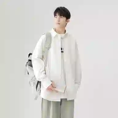 日系文艺简约多巴胺口袋款外套休闲简约宽松通勤打底长袖衬衫 男女同款