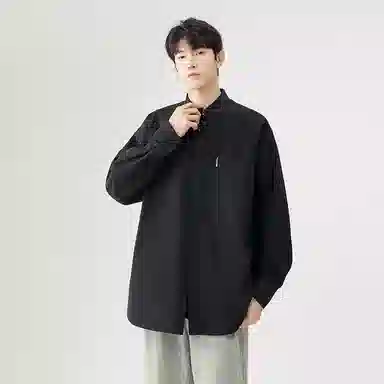 日系文艺简约多巴胺口袋款外套休闲简约宽松通勤打底长袖衬衫 男女同款
