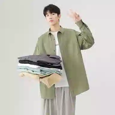 日系文艺简约多巴胺口袋款外套休闲简约宽松通勤打底长袖衬衫 男女同款