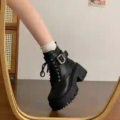 时尚厚底英伦风小个子必备帅气机车 短靴 女