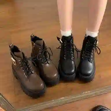 时尚厚底英伦风小个子必备帅气机车 短靴 女