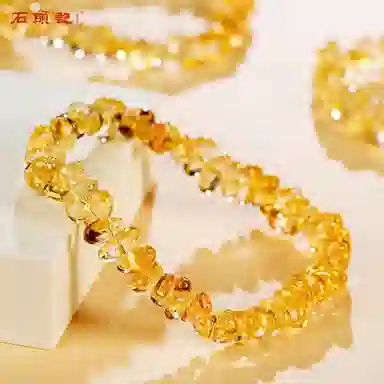 石头记 招财进宝 时来运转 八方来财暴富 做个富婆 小众设计不规则串珠首饰 新中式国朝转运好运 礼盒款天然 黄水晶 手串 男女同款情侣款