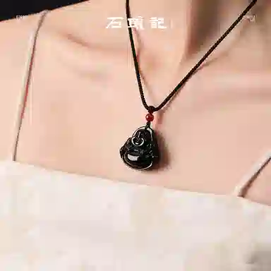 石头记 弥勒佛 高级感新中式佛公  吉祥如意转运配饰 黑曜石 项链 男女同款情侣款