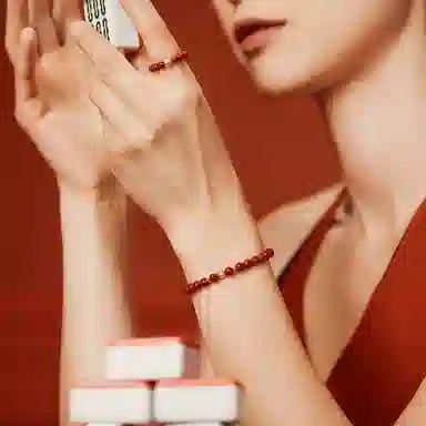 石头记 水逆退散 吉祥如意八方来财 招福串珠 时来运转珠红色转运再造辰砂 朱砂 玉石手串 女款