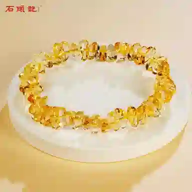 石头记 招财进宝 时来运转 八方来财暴富 做个富婆 小众设计不规则串珠首饰 新中式国朝转运好运 礼盒款天然 黄水晶 手串 男女同款情侣款