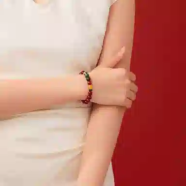 石头记 五路财神 水逆退散吉祥如意八方来财 招福串珠 时来运转珠 本命年红色转运配饰 礼盒款再造辰砂 朱砂 手串 女款