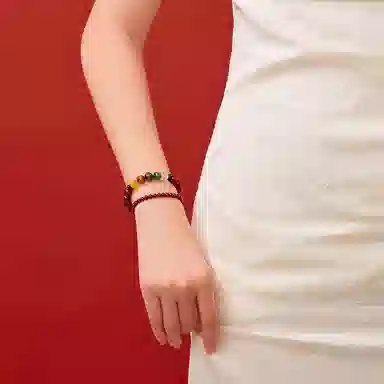 石头记 五路财神 水逆退散吉祥如意八方来财 招福串珠 时来运转珠 本命年红色转运配饰 礼盒款再造辰砂 朱砂 手串 女款