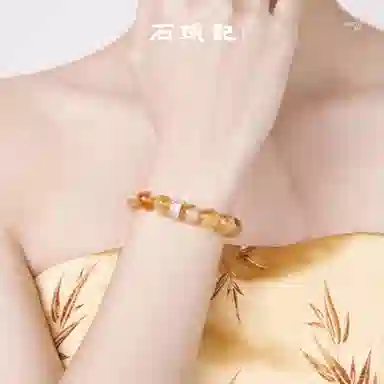 石头记 招财纳福 新中式国风 做个富婆 显白高级感通勤百搭 黄发晶 手串 女款