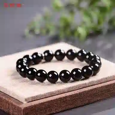 石头记 国朝复古新中式招财 时尚简约黑色百搭 转运珠时来运转 黑曜石 玉石手串 男女同款情侣款