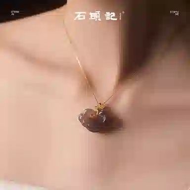 石头记 如意平安锁 新中式国风复古 高级感 吉祥 玉髓 玉石项链 男女同款情侣款