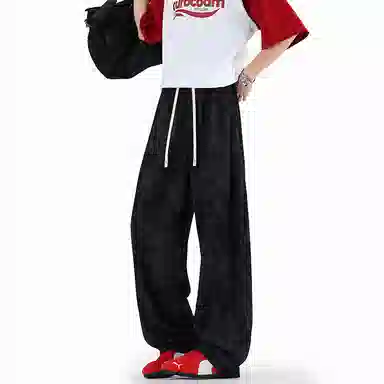 零氏 夏季透气凉感潮流时尚扎染设计感高街潮牌宽松百搭舒适抗皱耐磨垂感日常通勤清爽冰丝阔腿休闲裤 男女同款