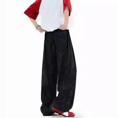 零氏 夏季透气凉感潮流时尚扎染设计感高街潮牌宽松百搭舒适抗皱耐磨垂感日常通勤清爽冰丝阔腿休闲裤 男女同款