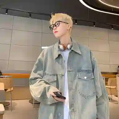 零氏 美式复古高街基础款水洗做旧百搭简约休闲长袖牛仔外套 男女同款
