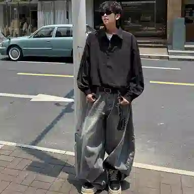 零氏 美式扎染设计冰丝透气宽松速干夏季长袖衬衫 男女同款