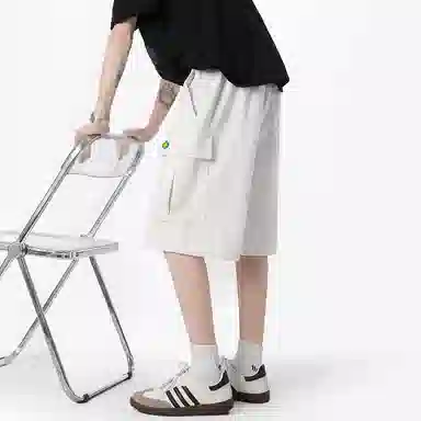 零氏 美式高街薄款松紧腰宽松时尚百搭休闲短裤 男女同款