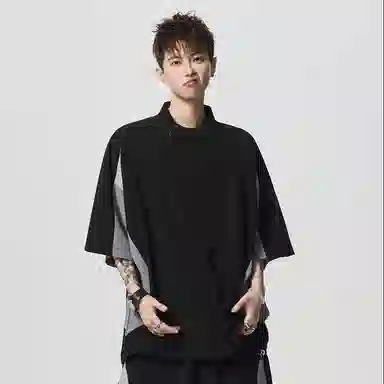 零氏 凉感轻薄散热拼色条纹户外骑行宽松透气干爽柔软亲肤吸湿排汗半拉链圆领学院短袖衬衫 男女同款