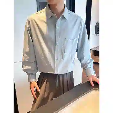零氏 基础款简约纯色宽松垂感休闲落肩长袖衬衫 男女同款