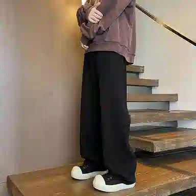 零氏 美式复古潮流水洗做旧简约基础款长裤高街潮牌宽松百搭舒适休闲微喇直筒阔腿牛仔裤 男女同款