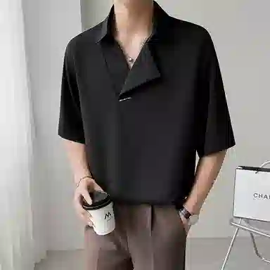 零氏 美式重磅时尚百搭潮流纯色商务宽松短袖衬衫 男女同款