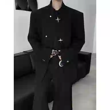 零氏 新中式国风高级感小众星星设计感垫肩中山装立领百搭外套西装 男女同款