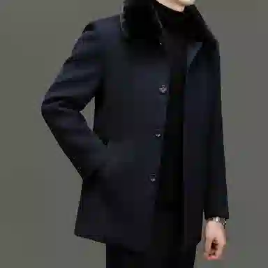 Pierre Cardin Mink Collar Wool Blend Coat